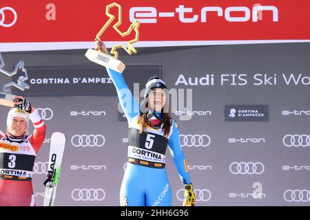 Elena Curtoni (ITA) während des FIS Ski World Cup 2022 - Damen Super Giant, alpines Skirennen in Cortina d'Ampezzo, Italien, Januar 23 2022 Stockfoto