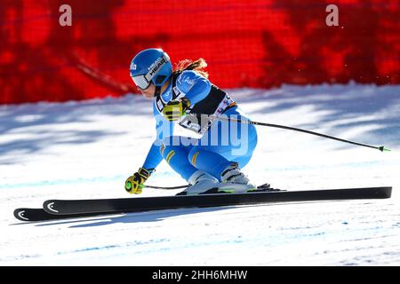 Olympia Slope, Cortina d&#39;Ampezzo, Italien, 23. Januar 2022, Elena Curtoni (ITA) während des FIS Ski World Cup 2022 - Super Giant Damen - alpines Skirennen Stockfoto