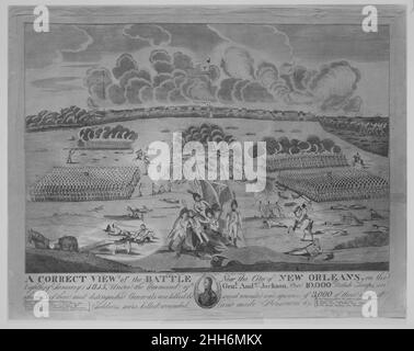 Ein richtiger Blick auf die Schlacht bei der Stadt New Orleans (8. Januar 1815) ca. 1816 Francisco Scacki Amerikaner. Eine korrekte Ansicht der Schlacht in der Nähe der Stadt New Orleans (8. Januar 1815) 388650 Stockfoto