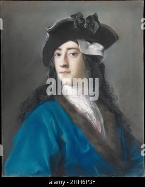 Gustavus Hamilton (1710–1746), zweiter Viscount Boyne, im Maskenkostüm 1730–31 Rosalba Carriera der Italiener Gustavus Hamilton (1710–1746), der Ire war, gelang 1723 als Viscount Boyne. Er und Edward Walpole, der zweite Sohn des mächtigen Whig-Premierministers Sir Robert Walpole, waren von Januar bis März 1730 in Venedig und genossen die Freuden der Karnevalssaison, und Boyne war im folgenden Winter wieder da. Es gibt drei Versionen des vorliegenden Porträts: Die zweite (Privatsammlung) zeigt den Sitter in einem identischen Kostüm; in der dritten (Barber Institute of Fine Arts, Univers Stockfoto