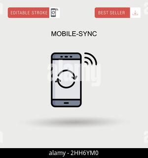 Einfaches Vektorsymbol für die mobile Synchronisierung. Stock Vektor
