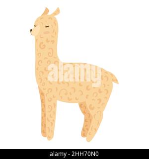 Niedliche Alpaka isoliert auf weißem Hintergrund. Weiche lama gelbe Farbe für Kinder in Doodle Vektor Illustration. Stock Vektor