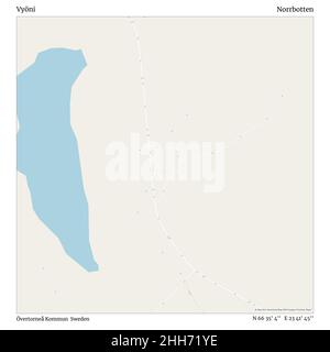 Vyöni, Övertorneå Kommun, Schweden, Norrbotten, N 66 35' 4'', E 23 41' 45'', map, Timeless Map veröffentlicht 2021. Reisende, Entdecker und Abenteurer wie Florence Nightingale, David Livingstone, Ernest Shackleton, Lewis and Clark und Sherlock Holmes haben sich bei der Planung von Reisen zu den entlegensten Ecken der Welt auf Karten verlassen.Timeless Maps kartiert die meisten Orte auf der Welt und zeigt die Verwirklichung großer Träume. Stockfoto