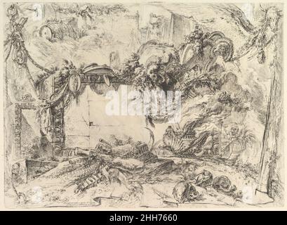 Die Monumentaltafel, aus Grotteschi (Grotesques) ca. 1748 Giovanni Battista Piranesi Italienisch. Die Monumentale Tafel, aus Grotteschi (Grotesques) 362672 Stockfoto