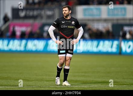 Barnett, Großbritannien. 23rd Januar 2022. Heineken Challenge Cup. Saracens V London Irisch. StoneX Stadium. Barnett. Elliot Daly (Sarazenen). Kredit: Sport In Bildern/Alamy Live Nachrichten Stockfoto