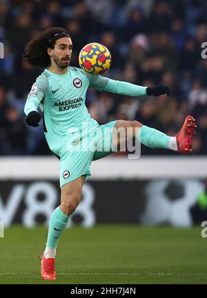 Leicester, Großbritannien. 23rd Januar 2022. Marc Cucurella von Brighton während des Premier League-Spiels im King Power Stadium, Leicester. Bildnachweis sollte lauten: Darren Staples/Sportimage Credit: Sportimage/Alamy Live News Stockfoto