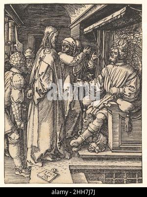Christus vor Herodes, aus der kleinen Passion ca. 1509 Albrecht Dürer Deutsch. Christus vor Herodes, aus der kleinen Passion. Albrecht Dürer (deutsch, Nürnberg 1471–1528 Nürnberg). Ca. 1509. Holzschnitt. Ausdrucke Stockfoto
