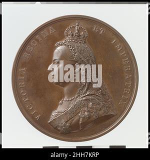 Goldene Jubilee-Medaille der Königin Victoria 1887 Joseph Edgar Boehm Britisch, geboren Österreich. Goldene Jubilee-Medaille der Königin Victoria. Britisch. 1887. Bronze. Medaillen und Plaquettes Stockfoto