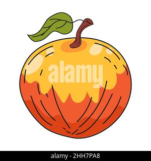 Apfelfrucht Handzeichnung bunte Doodle Symbol, Bio-Bauernhof Produkt. Vektor Skizze Illustration Vintage, Retro Gravur Stil Stock Vektor