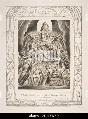 Satan vor dem Thron Gottes 1825–26 William Blake British. Satan vor dem Thron Gottes 383466 Künstler: William Blake, British, London 1757?1827 London, Verlag: Published by William Blake, British, London 1757?1827 London No. 3 Fountain Court, Strand, Satan vor dem Thron Gottes, aus Illustrationen des Buches Hiob, 1825?26, Gravur, Tafel: 8 7/16 x 6 9/16 in. (21,4 x 16,7 cm) Blatt: 16 3/16 x 10 13/16 Zoll (41,1 x 27,5 cm). Das Metropolitan Museum of Art, New York. Geschenk von Edward Bement, 1917 (17.17.1?2) Stockfoto