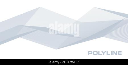 Abstrakte gebrochene Polylinie aus dünnen grauen Linien auf weißem Hintergrund. Farblose Vektorgrafiken Stock Vektor