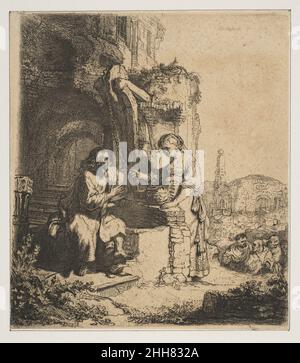 Christus und die Frau von Samaria unter Ruinen Rembrandt (Rembrandt van Rijn) Holländisch. Christus und die Frau von Samaria in Trümmern 391551 Stockfoto