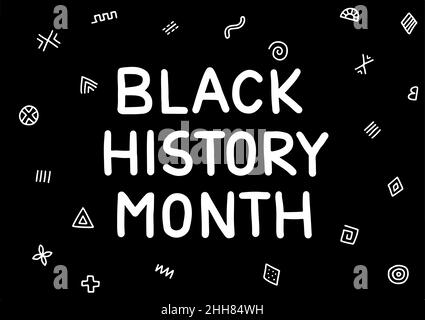 Schwarzer Verlaufsmonat. Handgezeichneter Text auf schwarzem Hintergrund. Stock Vektor