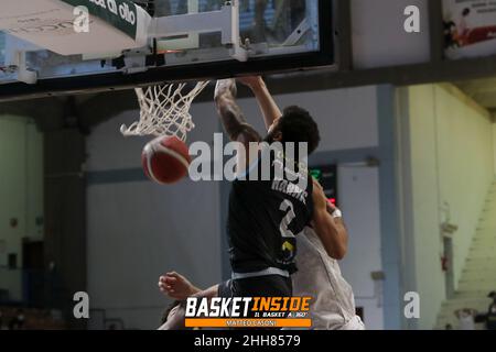 PalaRadi, Cremona, Italien, 23. Januar 2022, Jalen Harris (Vanoli Cremona) während der Vanoli Basket Cremona gegen Umana Reyer Venezia - Italienische Basketball A Serie Championship Stockfoto