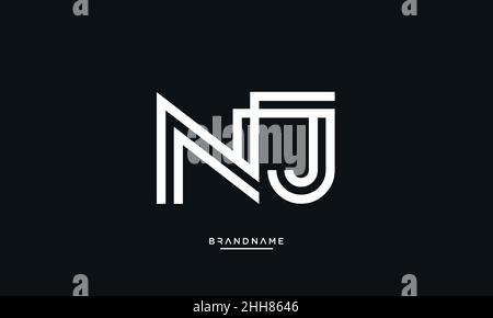 Buchstabenbuchstaben NJ, JN Logo Emblem Monogramm Stock Vektor