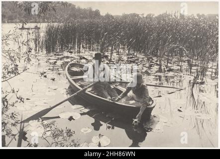 Sammeln von Seerosen 1886 Peter Henry Emerson britischer, geborener Kuba. Sammeln Von Seerosen. Peter Henry Emerson (britischer (geb. Kuba), 1856–1936). 1886. Platindruck aus Glasnegativ. Fotos Stockfoto