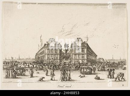 Tafel 2: La Place Dauphine, an der Küste von Pont Neuf, die Reiterstatue von Louis XIII in der Mitte, von hinten gesehen und zahlreiche Figuren, aus "verschiedenen Figuren" (Agréable diversité de Figures) 1642 Stefano della Bella Italienisch. Tafel 2: La Place Dauphine, an der Küste von Pont Neuf, die Reiterstatue von Louis XIII in der Mitte, von hinten gesehen und zahlreiche Figuren, aus 'verschiedenen Figuren' (agréable diversité de Figures) 375793 Stockfoto