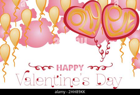 Happy Valentines Tag Hintergrundvorlage mit herzförmiger Illustration Stock Vektor