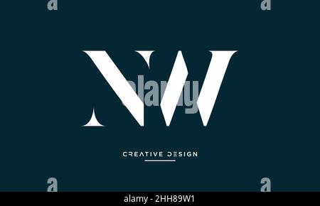 NW, WN Alphabet Buchstaben Abstraktes Logo Emblem Monogramm Stock Vektor