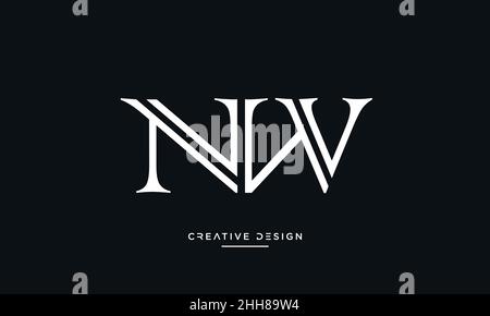 NW, WN Alphabet Buchstaben Abstraktes Logo Emblem Monogramm Stock Vektor