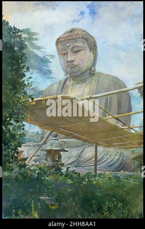 Die große Statue von Amida Buddha in Kamakura, bekannt als Daibutsu, aus dem Garten des Priesters 1887 John La Farge Amerikaner auf einer Reise nach Japan mit Henry Adams im Jahr 1886, La Farge hat Aquarell – das vertraute Medium des Wanderkünstlers – aufgenommen Studien für Illustrationen zu erstellen und Blätter für Ausstellungen zu malen. Nach seiner Rückkehr nach New York fertigte er diese kühne und monumentale Komposition an, indem er eine Aquarellskizze während seiner Reisen sowie Fotos, die er und Adams gemacht hatten, verwendete. Der Daibutsu, oder großer Buddha, eine 1252 Meter hohe Bronzeguss, ist bekannt für seine kolossale Größe, ihn Stockfoto