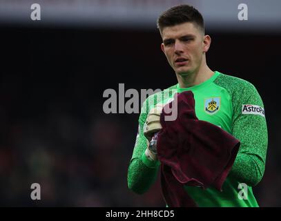 LONDON, ENGLAND - 23. JANUAR: Burnley-Torwart Nick Pope beim Premier League-Spiel zwischen Arsenal und Burnley im Emirates Stadium am 23. Januar 2022 in London, Großbritannien. (Foto nach MB-Medien) Stockfoto