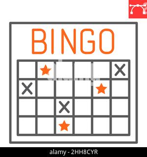 Bingo-Linie Symbol, Glücksspiel und Glück, Bingo-Vektor-Symbol, Vektorgrafiken, editierbare Kontur Umrisszeichen, eps 10. Stock Vektor