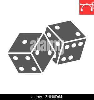 Würfel Glyphe Symbol, Glück und Glück, Casino Würfel Vektor-Symbol, Vektorgrafiken, editierbare Strich solide Zeichen, eps 10. Stock Vektor