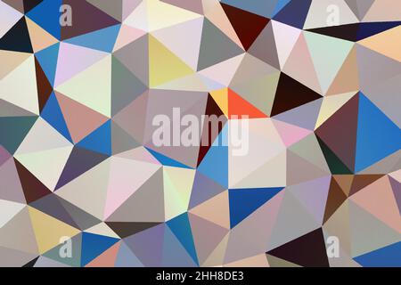 Grafisches, abstraktes & geometrisches Muster aus bunten Dreiecken auf texturiertem Papierhintergrund. Farbenfrohe abstrakte Komposition. Dreieckiger Hintergrund. Stockfoto
