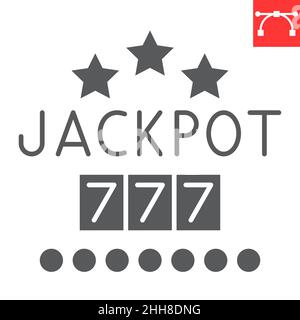 Jackpot-Glyphen-Symbol, Gewinner und Casino, Jackpot-Vektor-Symbol, Vektorgrafiken, bearbeitbarer Strich solides Zeichen, eps 10. Stock Vektor