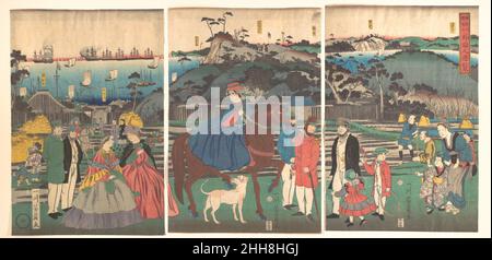 Ausländer besuchen die berühmte Stätte von Mt. Gongen in Kanagawa 2nd Monate, 1861 Utagawa Yoshikazu Japanisch. Ausländer besuchen die berühmte Stätte von Mt. Gongen in Kanagawa 73450 Stockfoto