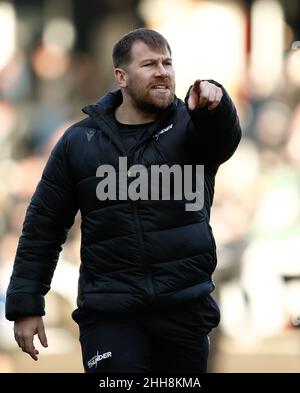 NEWCASTLE ON TYNE, 23rd. JANUAR MICHAEL Heap, Manager der Newcastle Thunder Academy, reagiert während des Freundschaftsspiel zwischen Newcastle Thunder und Wigan Warriors im Kingston Park, Newcastle, am Sonntag, den 23rd. Januar 2022. (Kredit: Will Matthews | MI News) Kredit: MI News & Sport /Alamy Live News Stockfoto