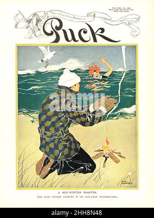 Will Hammell - Ein Halbwintermärtyrer - Frontcover des Puck Magazins - 1914 Stockfoto