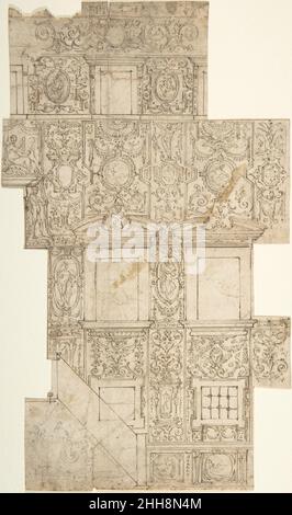 Entwurf für eine Fassade mit Sgraffito Dekorationen 16th Jahrhundert Anonym, Italienisch, 16th Jahrhundert Italienisch. Entwurf für eine Fassade mit Sgraffito-Dekorationen 356314 Stockfoto