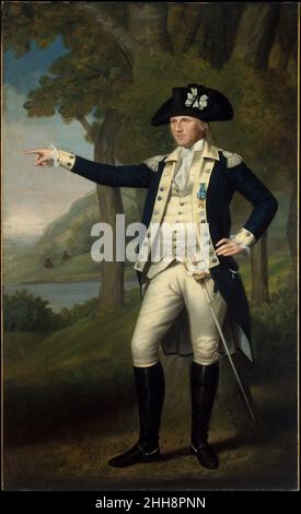 Marinus Willett Ca. 1791 Ralph Earl American der wohlhabende Kaufmann Marinus Willett (1740–1830) war ein New Yorker Führer der Söhne der Freiheit und ein politischer Radikaler, der während der Revolution tapfer kämpfte. Hier trägt Willett seine Regimentsuniform und das Schwert (17.87.3), das ihm der Kongress zu Ehren seiner Aktionen gegen die Briten in Fort Stanwix im Bundesstaat New York im Jahr 1777 überreichte. Die Anwesenheit von drei Indianern spielt auf Willetts Rolle bei der Aushandlung eines Vertrags von 1790 mit der Nation Muscogee (Creek) an. Willett konnte seine militärische und politische Karriere erfolgreich ausbalancieren, Cu Stockfoto