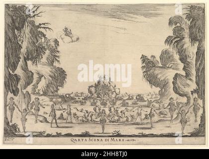Vierte Szene, das Meer, aus 'die Ehe der Götter' (Le nozze degli Dei) 1637 Stefano della Bella Italienisch. Vierte Szene, das Meer, aus 'die Ehe der Götter' (Le nozze degli Dei) 412706 Stockfoto