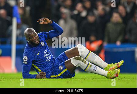 London, Großbritannien. 23rd Januar 2022. London, Großbritannien. 23. Januar - Chelsea gegen Tottenham Hotspur - Premier League - Stamford Bridge Romelu Lukaku während des Spiels der Premier League in Stamford Bridge, London. Bildnachweis: Kredit: Mark Pain/Alamy Live Nachrichten Stockfoto