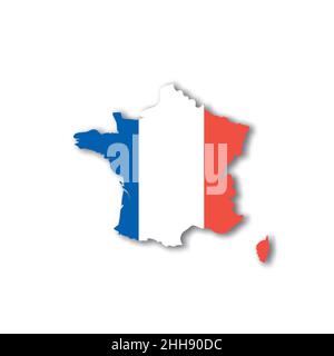 Französische Nationalflagge in Form einer Landkarte Stock Vektor