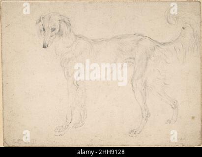 Studie eines gefiederten Saluki, mit Blick auf links 1813 Sir Edwin Henry Landseer Brite. Studie eines gefiederten Saluki, nach links 342265 Stockfoto