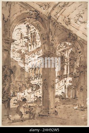 Architektonisches Capriccio: Innenhof eines Palastes 1712–93 Francesco Guardi Italienisch. Architektonisches Capriccio: Innenhof eines Palastes 338939 Stockfoto