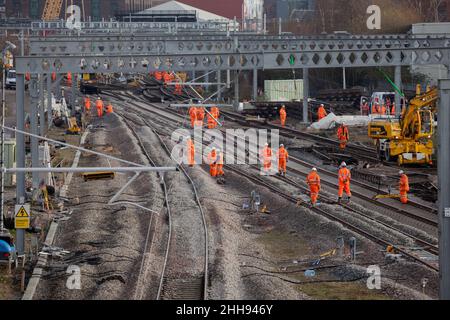 27/12/2016 Salford, Manchester, Ordsall Lane Junction Arbeiten am Ordsall-Akkord, Teil des großen Nordbahnprojekts Stockfoto