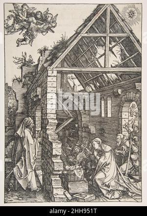 Die Geburt aus dem Leben der Jungfrau Maria, lateinische Ausgabe, 1511 1511 Albrecht Dürer Deutsch. Die Geburt Christi, aus dem Leben der Jungfrau, lateinische Ausgabe, 1511 386306 Stockfoto