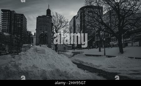 großer Parade-Platz von halifax mitten im Winter Stockfoto