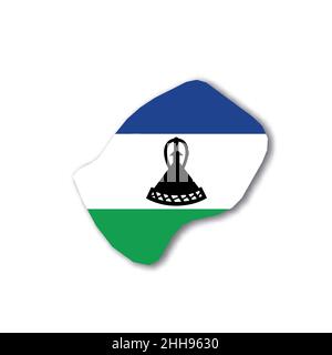 Lesotho-Nationalflagge in Form einer Landkarte Stock Vektor