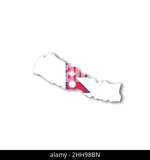 Nationalflagge Nepals in Form einer Landkarte Stock Vektor
