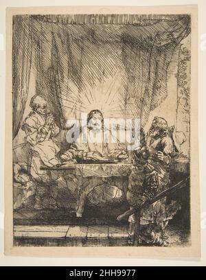 Christus in Emmaus: Die größere Tafel 1654 Rembrandt (Rembrandt van Rijn) Niederländisch. Christus in Emmaus: Die größere Tafel 391998 Stockfoto