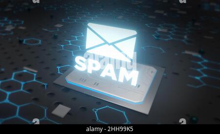 Filtern von Spam auf einem Prozessor-Motherboard-Konzept Stockfoto