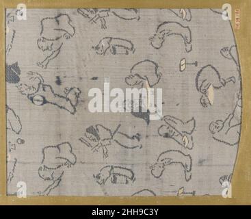 Textilfragment mit Muster menschlicher Figuren 18th–19th Jahrhundert Japan. Textilfragment mit Muster menschlicher Figuren 65907 Stockfoto