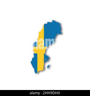 Schwedische Nationalflagge in Form einer Landkarte Stock Vektor