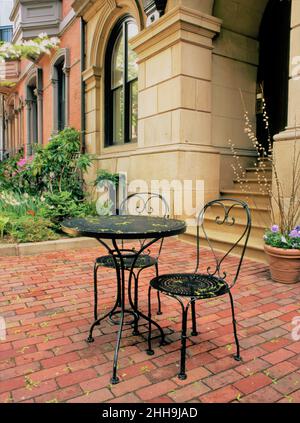 Back Bay Boston Backsteinterrasse Stockfoto